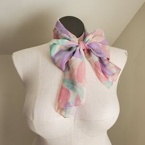 Pastel Watercolor Floral Print Chiffon Scarf